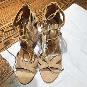 Aquazzura Beige Strappy Suede Sandals